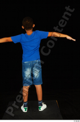 Whole Body Man T poses White Shirt Jeans Shorts Slim Standing Studio photo references